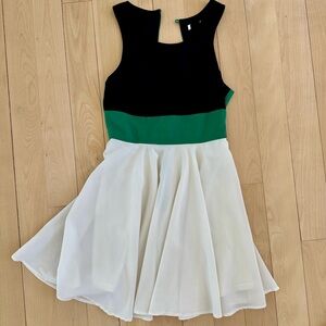 Twirly Black, Green, and Cream Dress